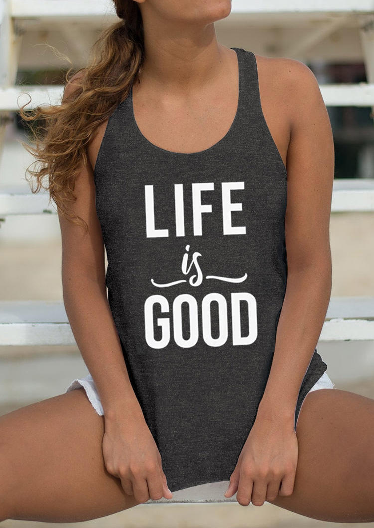

Tank Tops Life is Good Racerback Tank Top - Dark Grey in Gray. Size