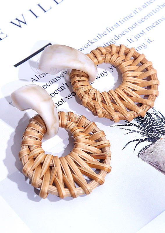 

Earrings Resin Straw Woven Vintage Earrings in Multicolor. Size