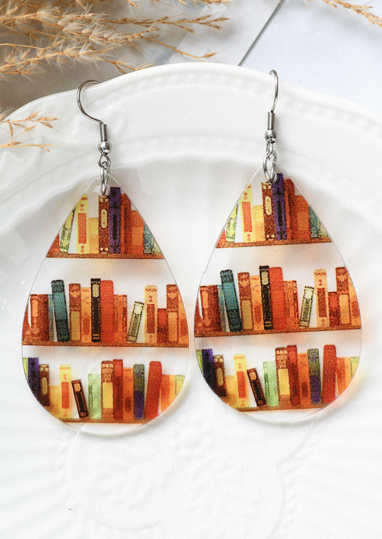 

Earrings Book Bookshelf Acryl Water Drop Earrings in Multicolor. Size