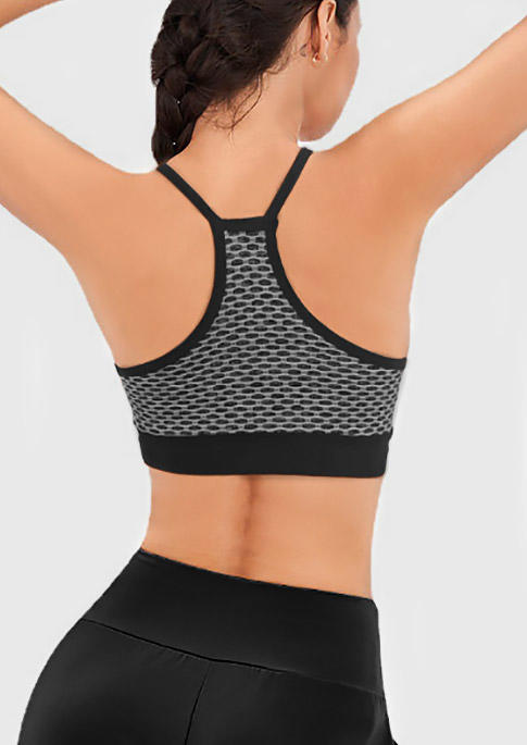 

Activewear Honeycomb Hollow Out Activewear Sports Bra in Black. Size: M