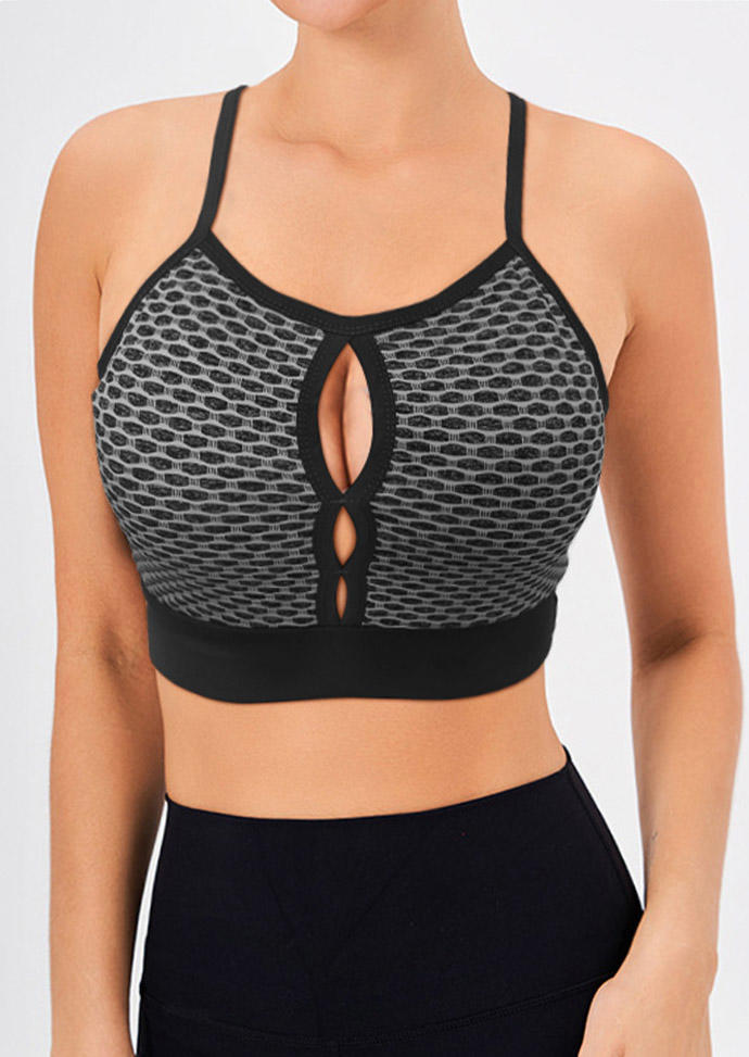 Honeycomb Hollow Out Activewear Sports Bra - Black