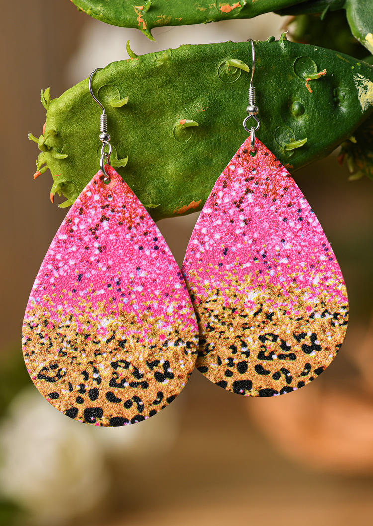 

Earrings Leopard Glitter Water Drop Earrings in Multicolor. Size