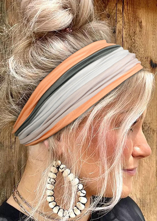 

Color Block Striped Sports Wide Headband in Multicolor. Size