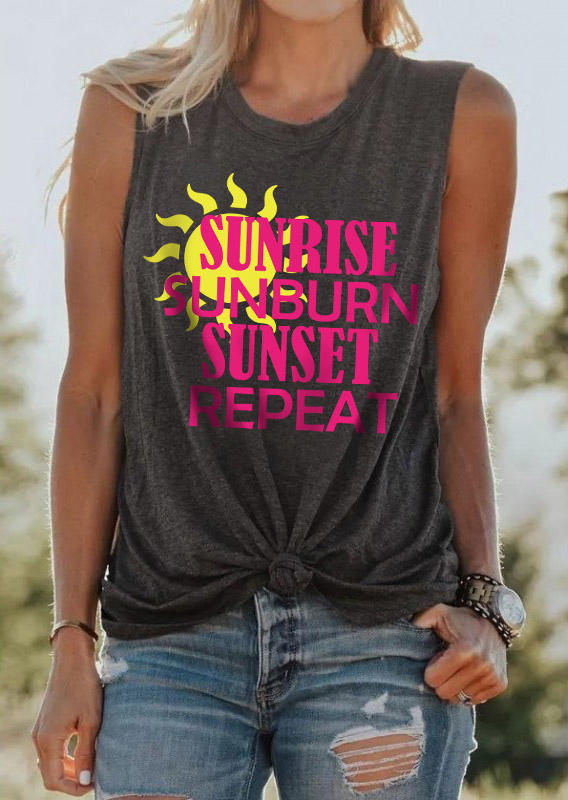 

Tank Tops Sunrise Sunburn Sunset Repeat Tank Top - Dark Grey in Gray. Size