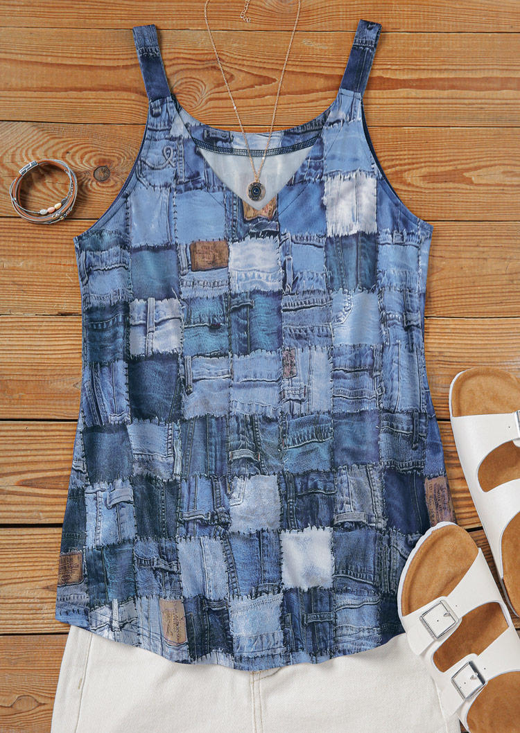 

Tank Tops Geometric Casual V-Neck Camisole in Multicolor. Size