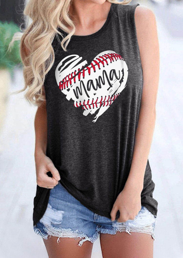 

Tank Tops Mama Baseball Heart Tank Top - Dark Grey in Gray. Size