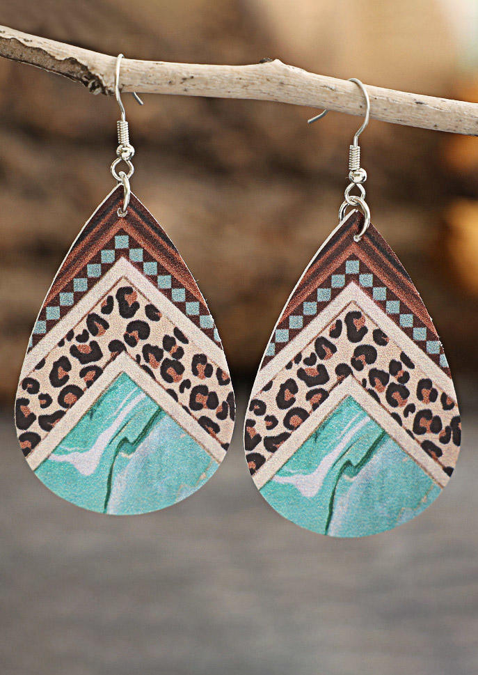 

Earrings Leopard Geometric PU Leather Water Drop Earrings in Multicolor. Size