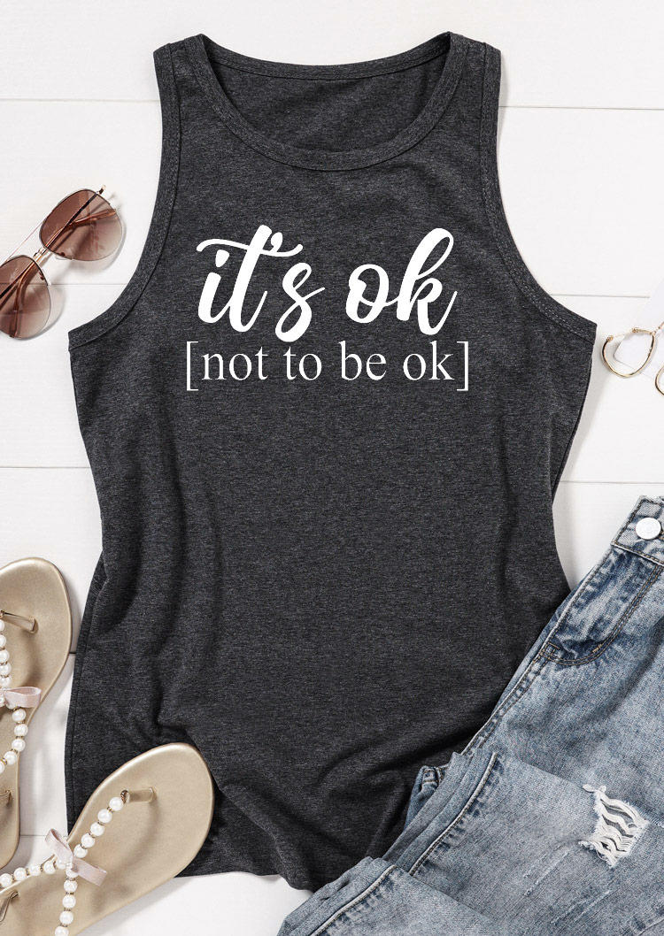 

Tank Tops It's Ok Not To Be Ok Racerback Tank Top - Dark Grey in Gray. Size