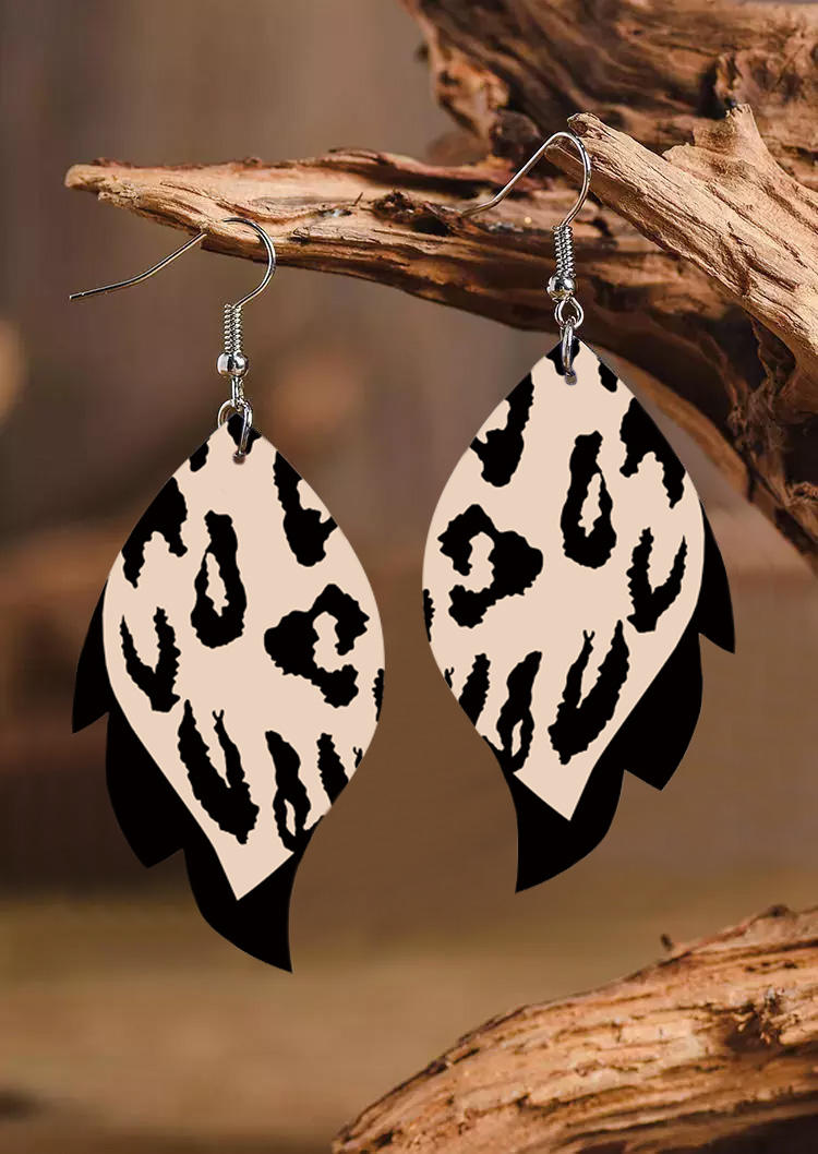 

Earrings Leopard Irregular Leaf Earrings in Black. Size