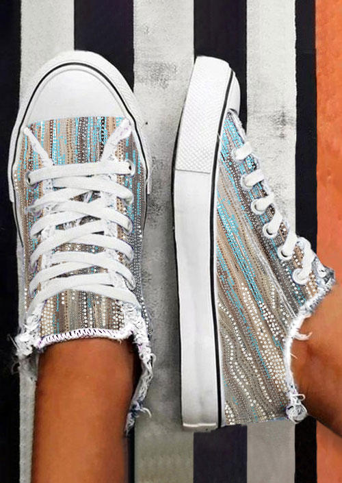 

Sneakers Dot Striped Lace Up Flat Sneakers in Multicolor. Size: ,38,39,40,41