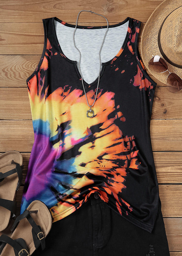 

Tank Tops Reverse Tie Dye Rainbow Notched Neck Tank Top in Multicolor. Size