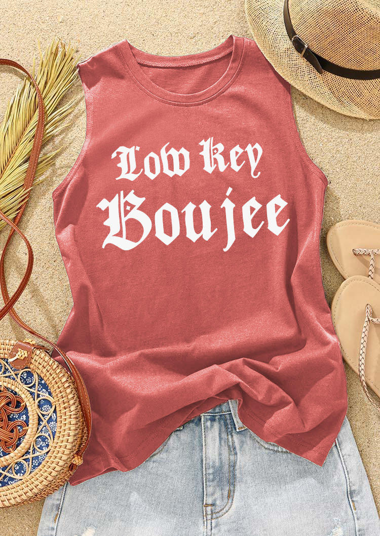 

Tank Tops Low Key Boujee Gothic O-Neck Tank Top in Pink. Size: ,XL