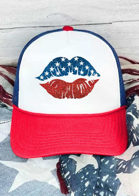 

Hats American Flag Lips Baseball Cap in Multicolor. Size