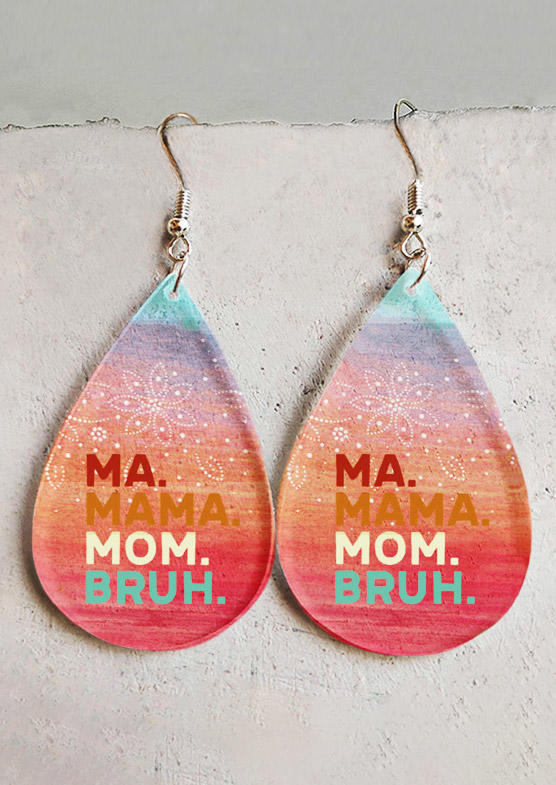 

Earrings Ma Mama Mom Bruh Gradient Water Drop Earrings in Multicolor. Size