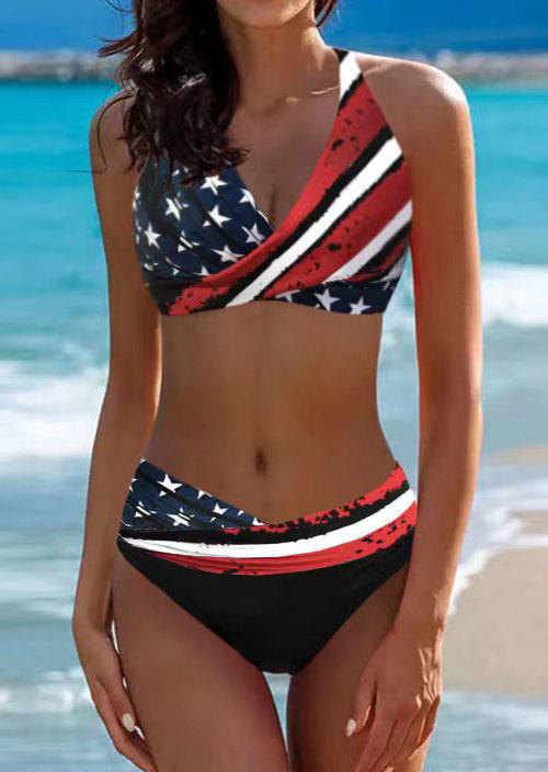 American Flag Criss-Cross Bikini Set