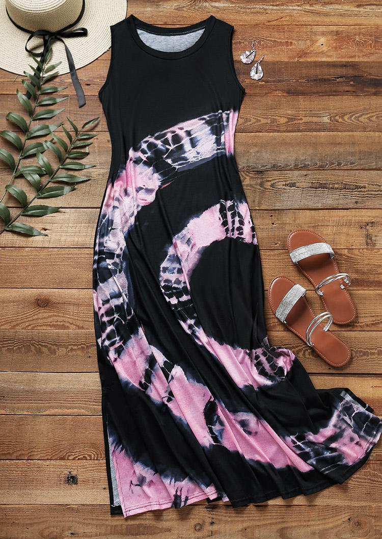 

Maxi Dresses Tie Dye Circle Slit Pocket Maxi Dress in Multicolor. Size: ,XL