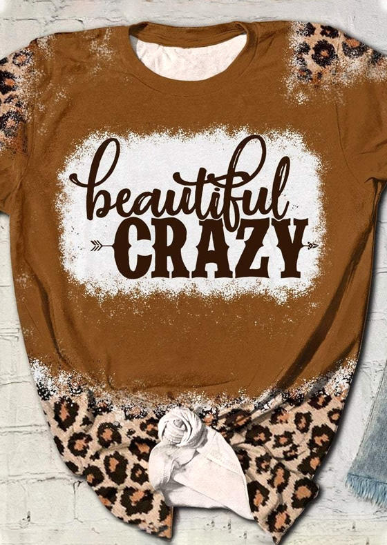 

T-shirts Tees Beautiful Crazy Leopard Bleached T-Shirt Tee in Multicolor. Size