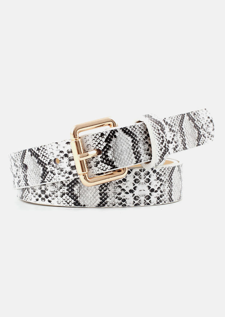 

Belts Snakeskin Adjustable PU Belt in White. Size