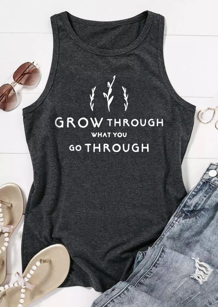

Tank Tops Grow Through What You Go O-Neck Tank Top - Dark Grey in Gray. Size