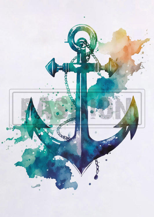Watercolor Anchor O-Neck Tank - White