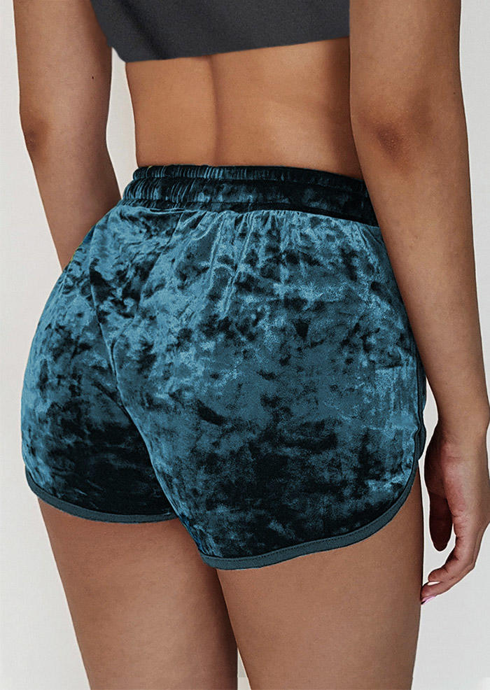

Shorts Velour Elastic Waist Tie Shorts in Blue. Size