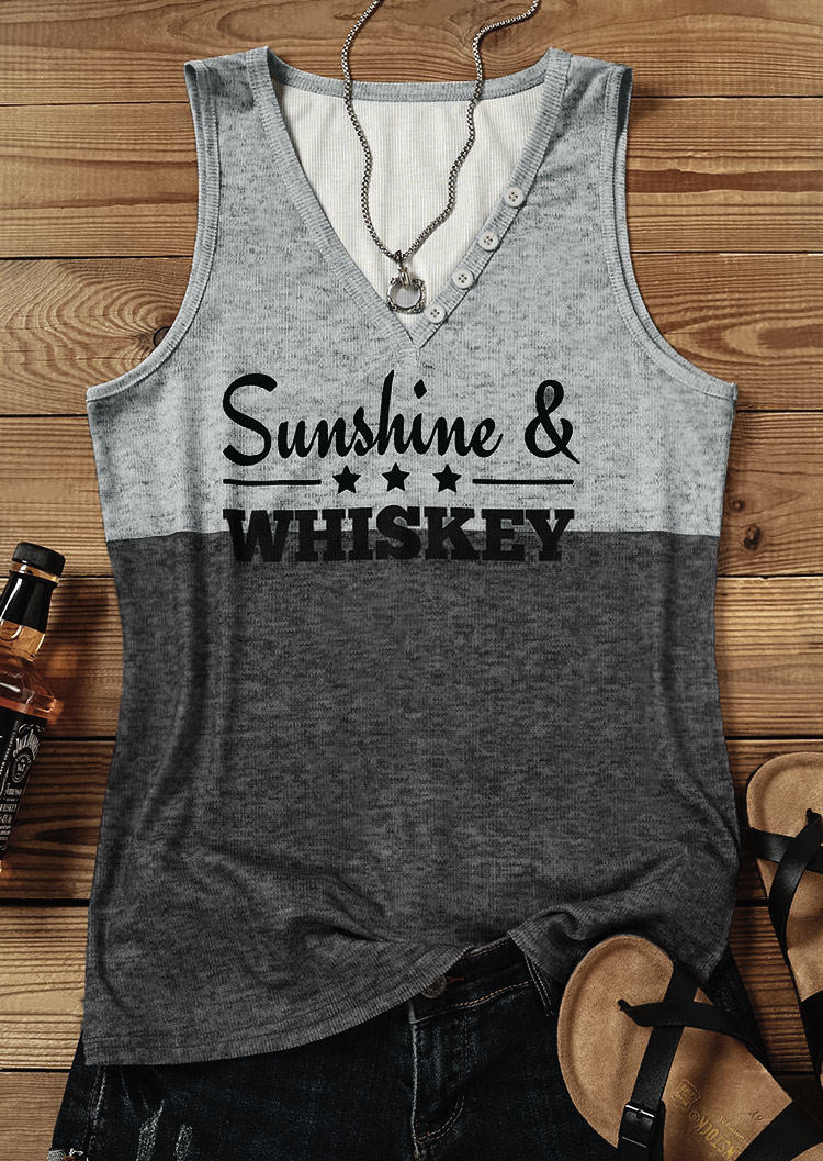 

Tank Tops Sunshine And Whiskey Color Block Button Tank Top - Dark Grey in Gray. Size: L