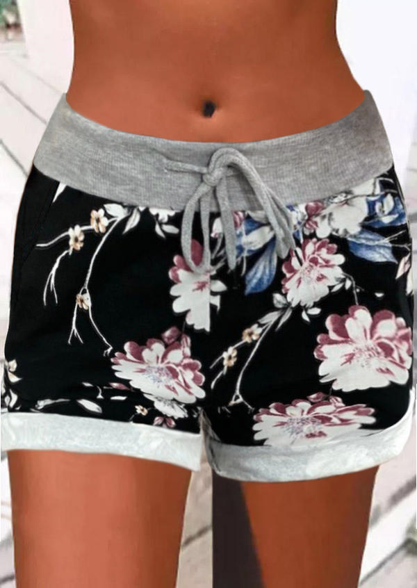 

Shorts Floral Pocket Drawstring Tie Shorts in Multicolor. Size