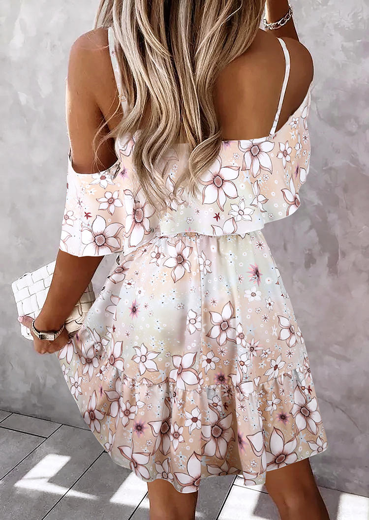 

Mini Dresses Floral Ruffled Layered Cold Shoulder Mini Dress in Multicolor. Size