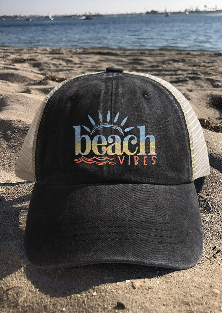 

Hats Beach Vibes Hollow Out Mesh Baseball Cap in Black. Size