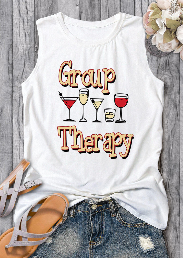 

Tank Tops Group Therapy Drink O-Neck Tank Top in White. Size: L,M