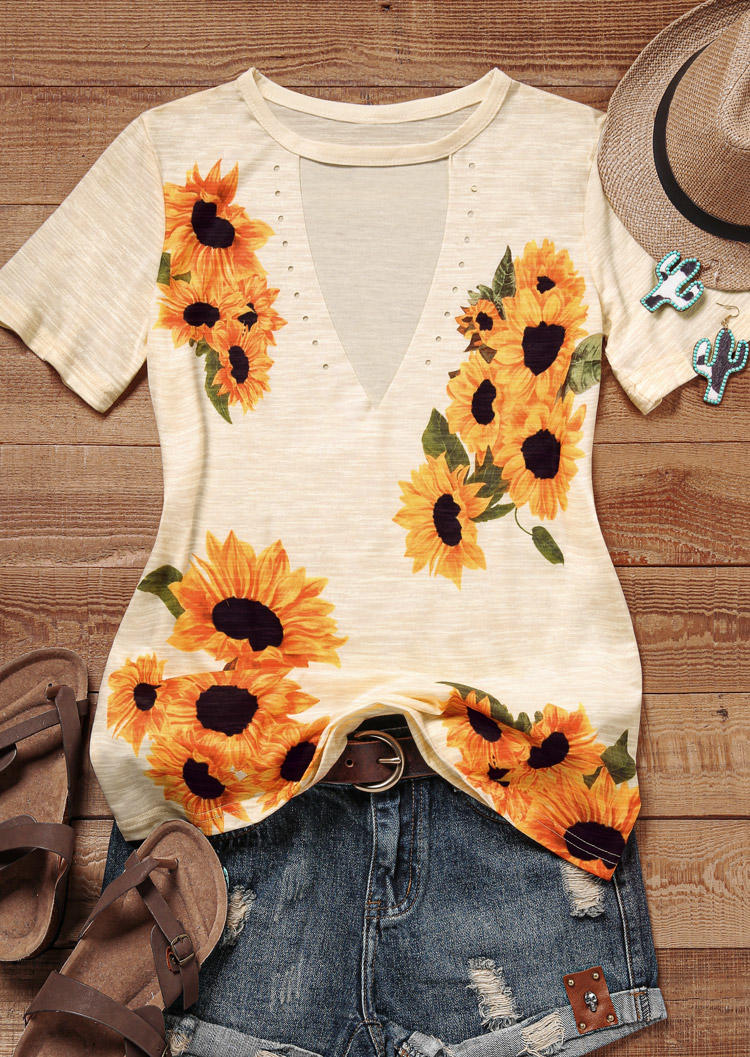 

Blouses Sunflower Hollow Out Blouse without Camisole - Beige in Apricot. Size: M