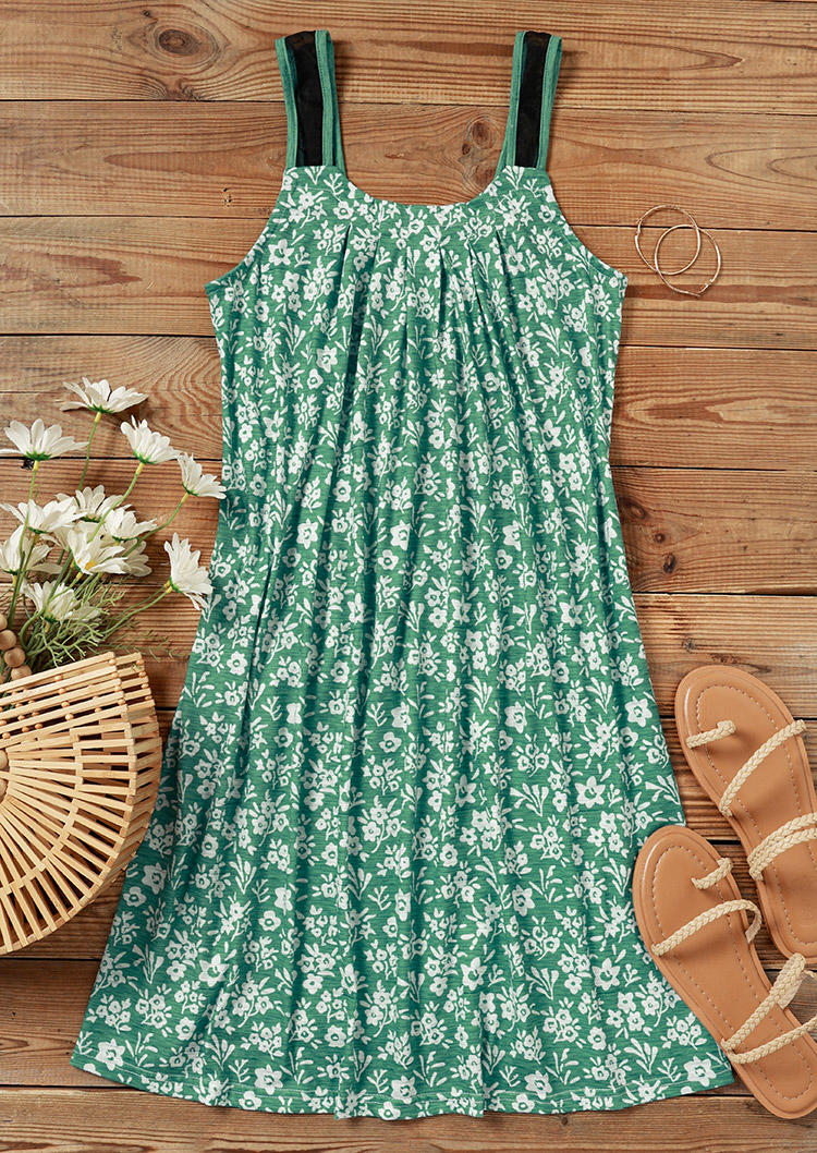 

Mini Dresses Ditsy Floral Ruffled Mesh Sleeveless Mini Dress in Green. Size: L,M,,XL