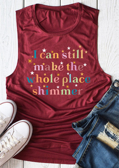 

Tank Tops I Can Still Make The Whole Place Shimmer Tank Top - Burgundy in Red. Size: L,,XL