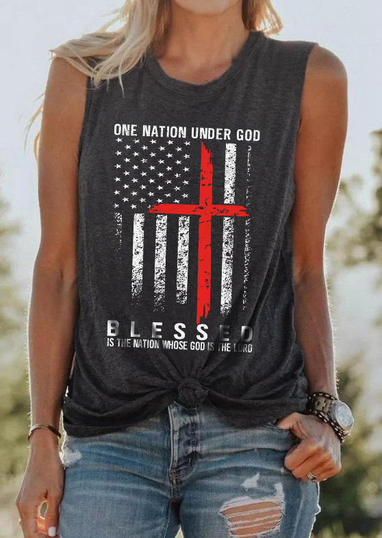 

Tank Tops One Nation Under God Blessed Is The Nation Whose God Is The Lord Tank Top - Dark Grey in Gray. Size: L