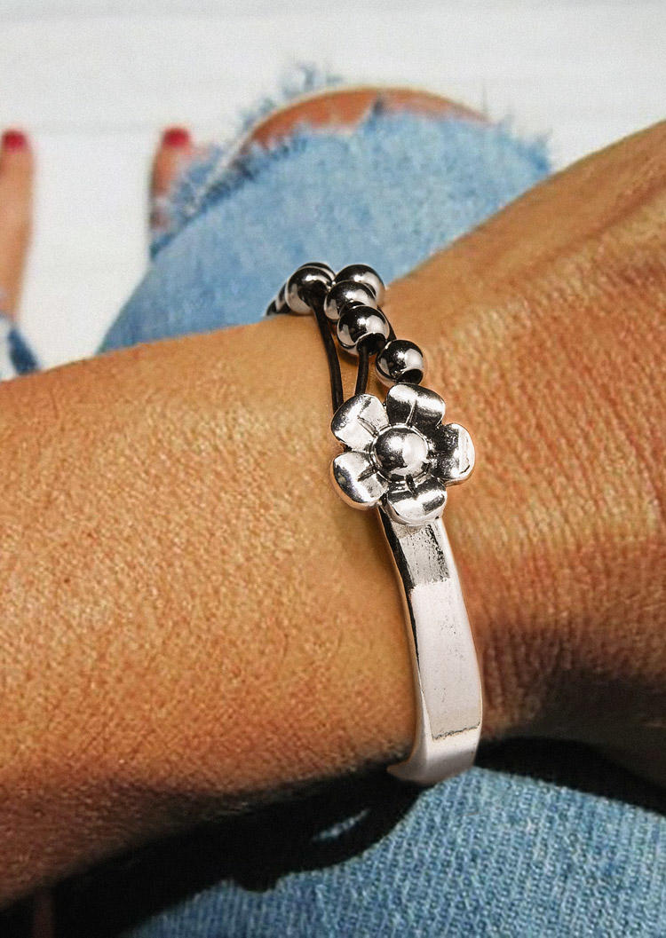 

Bracelet Floral Beading Bohemian Double-layer Bracelet in Multicolor. Size