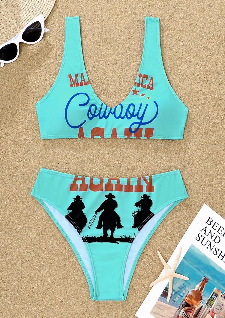 

Bikini Sets Make America Cowboy Again Bikini Set in Blue. Size: M,,XL