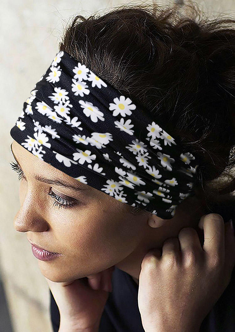 

Daisy Yoga Sport Wide Headband in Black. Size