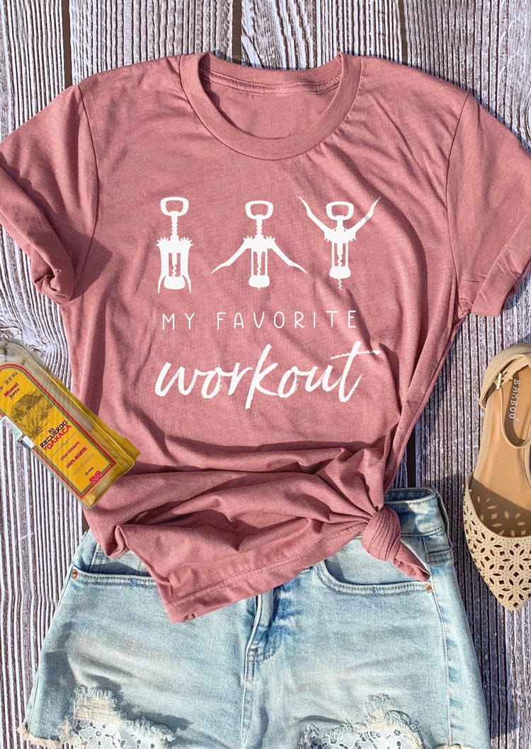 

T-shirts Tees My Favorite Workout Wine T-Shirt Tee in Pink. Size