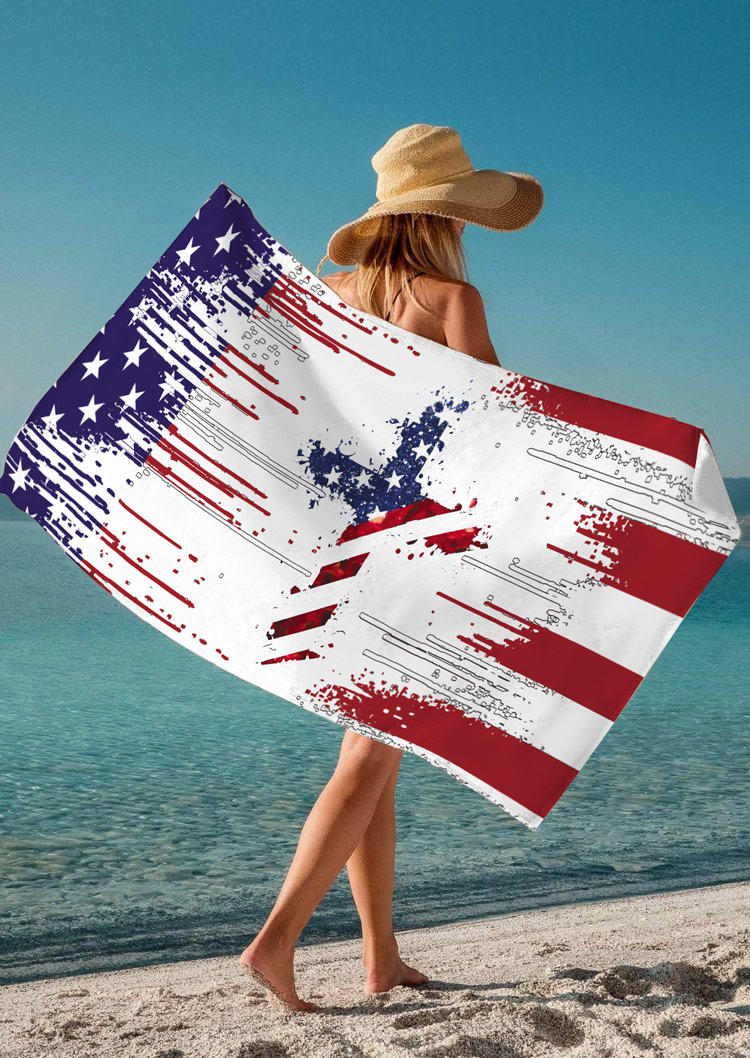 

Blanket American Flag Cross Beach Blanket in Multicolor. Size