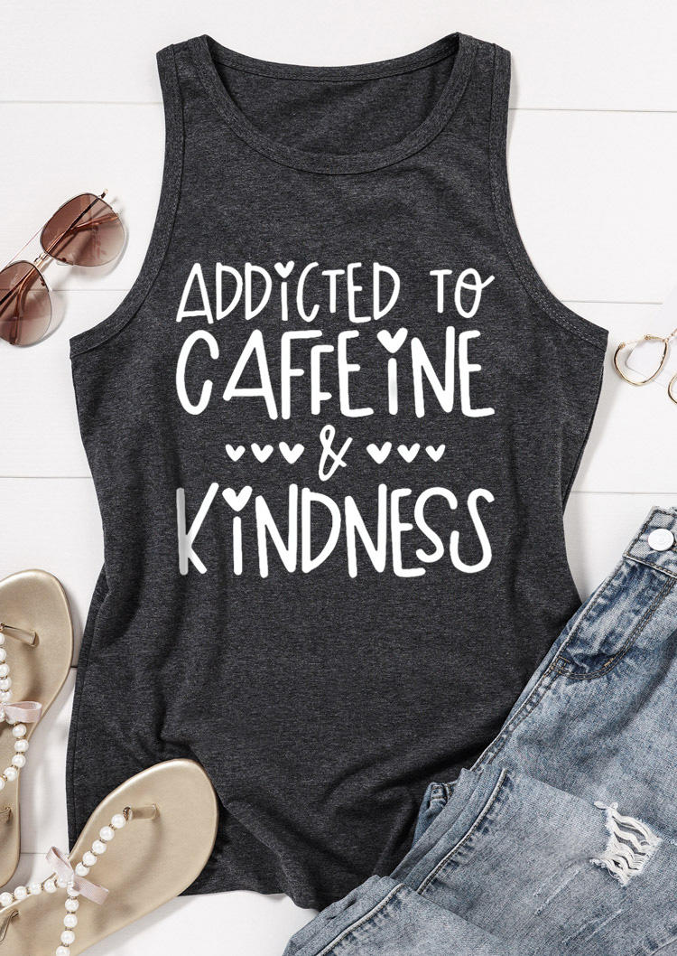 

Tank Tops Addicted To Coffeine And Kindness Racerback Tank Top - Dark Grey in Gray. Size