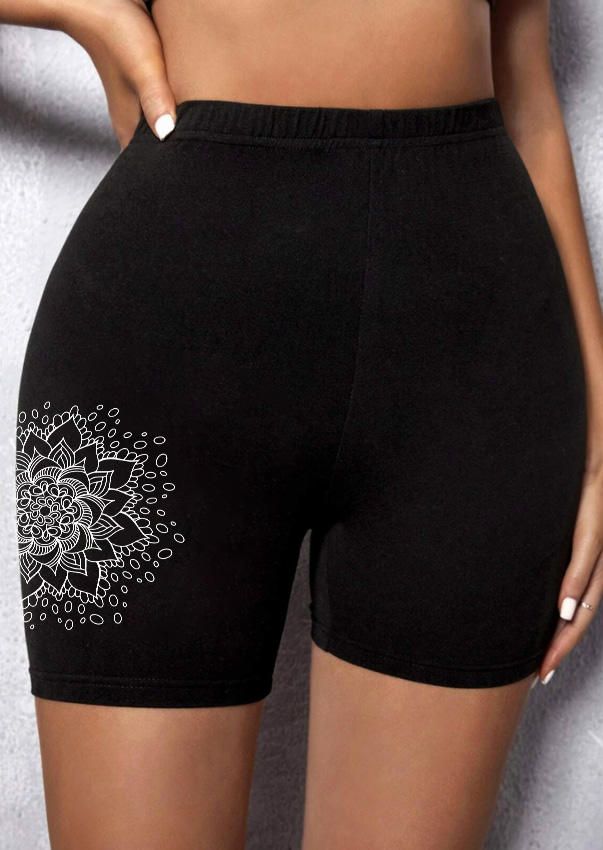 

Shorts Floral Activewear Fitness Sports Shorts in Black. Size
