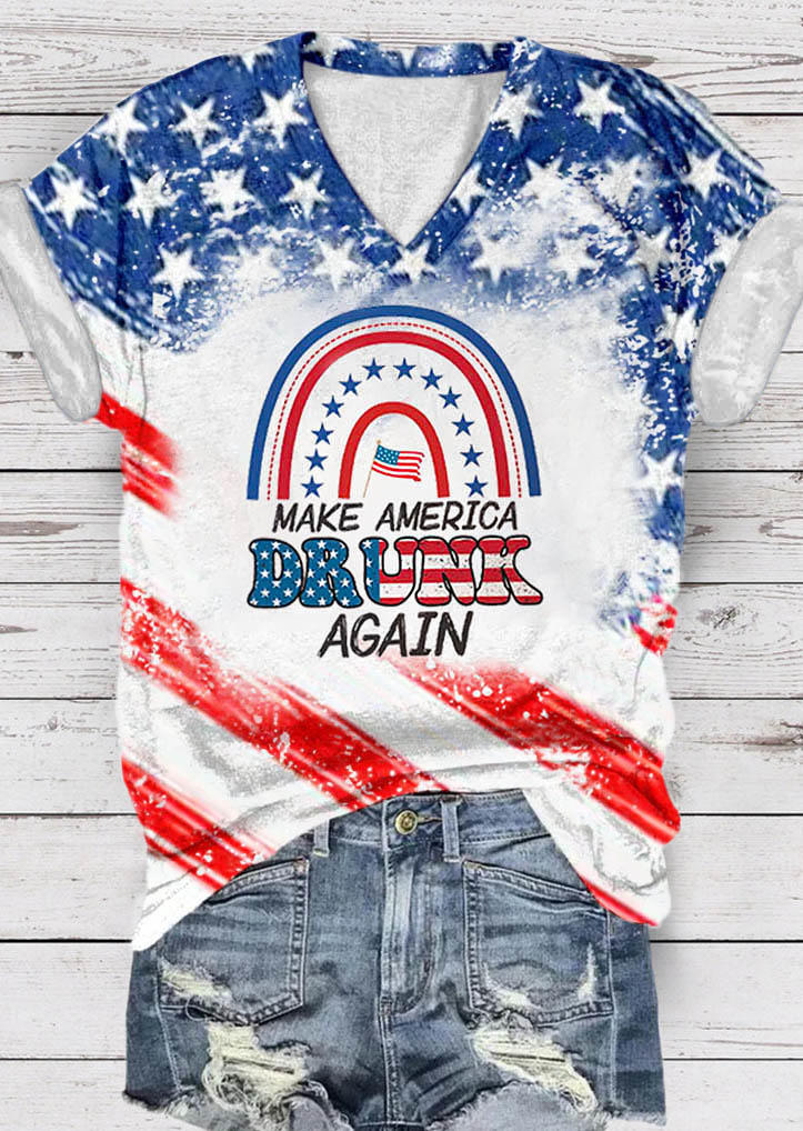 

T-shirts Tees Make America Drunk Again Rainbow Flag T-Shirt Tee in Multicolor. Size: L,M,,XL