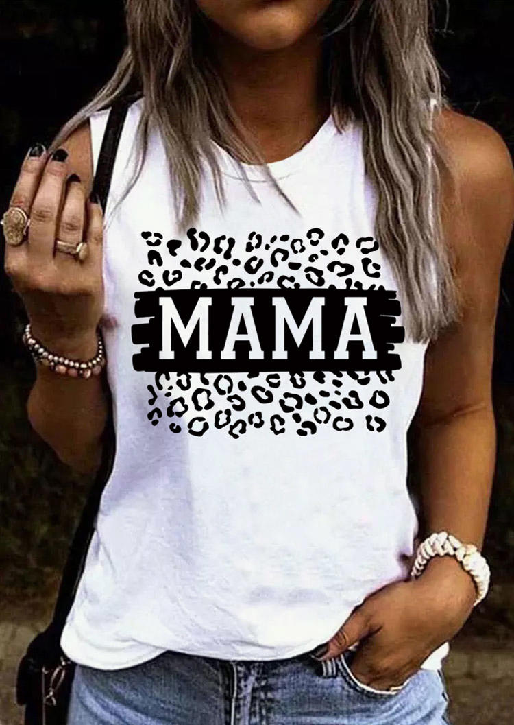 

Tank Tops Ma Ma Leopard O-Neck Tank Top in White. Size