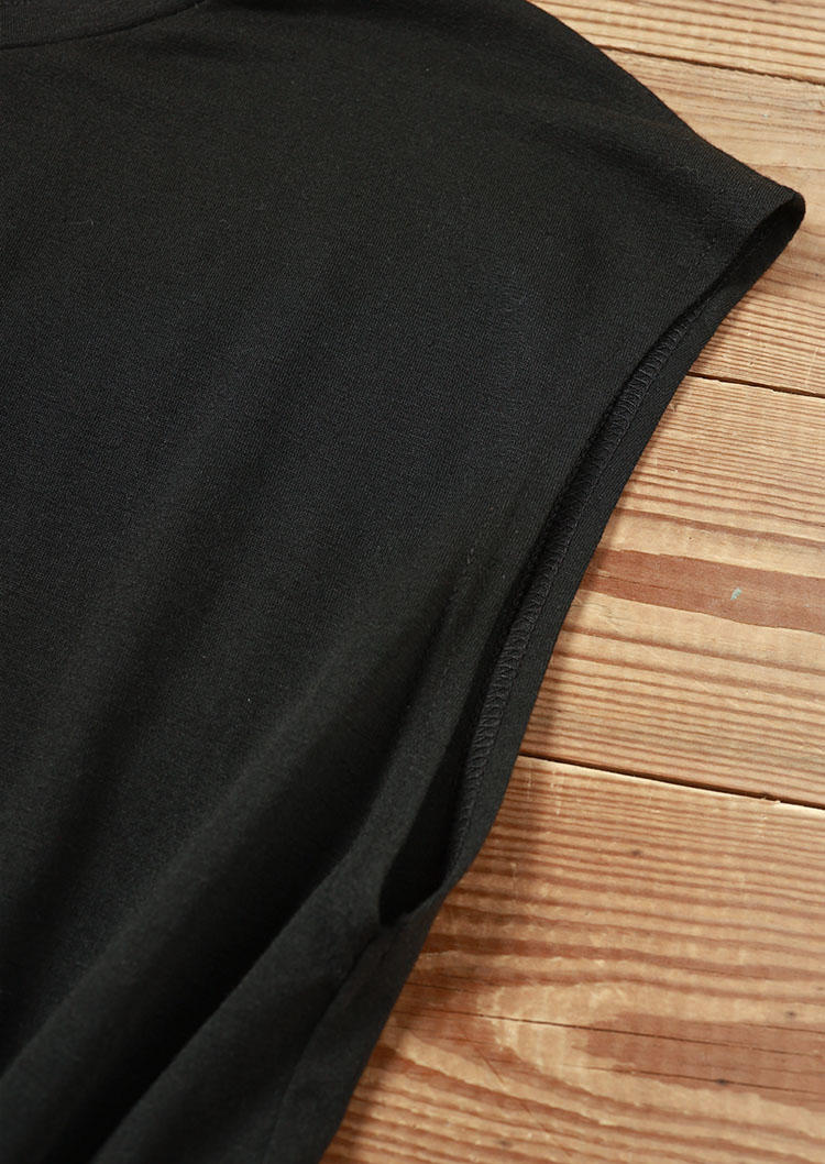 Twist O-Neck Mini Dress - Black