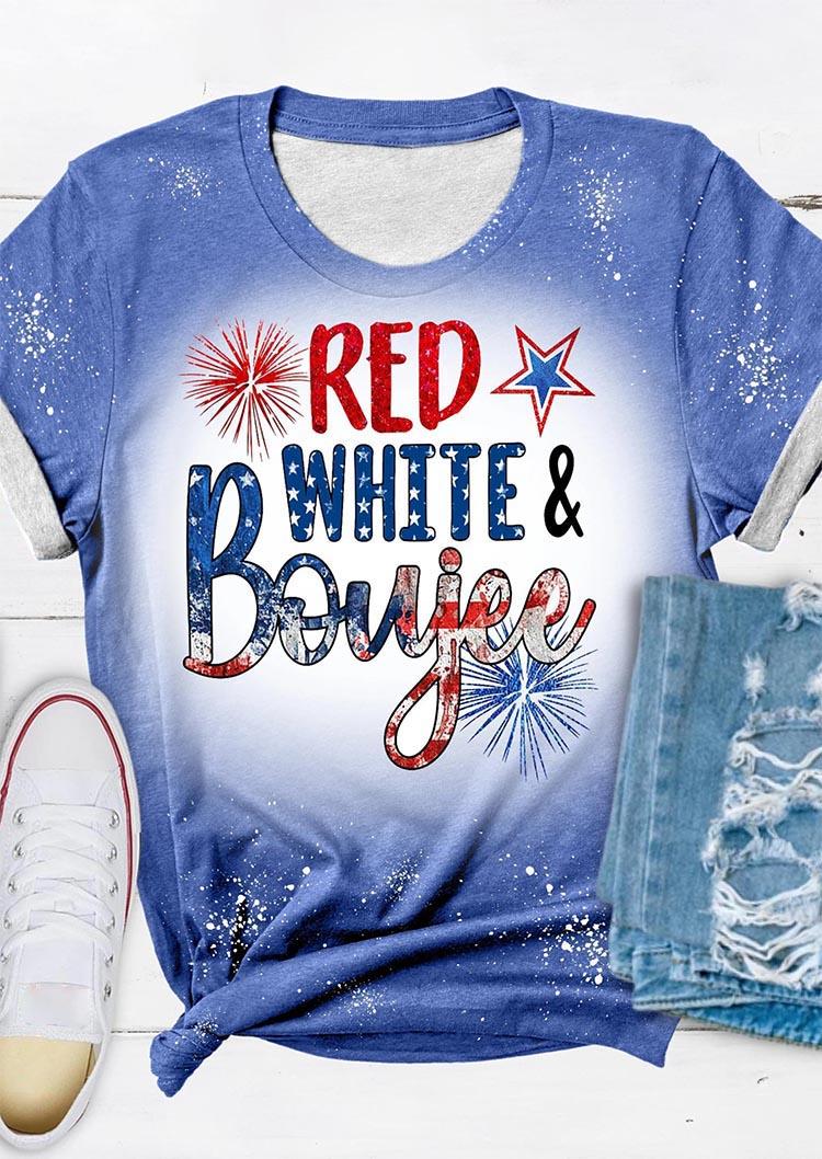 

T-shirts Tees Red White & Boujee Bleached T-Shirt Tee in Blue. Size