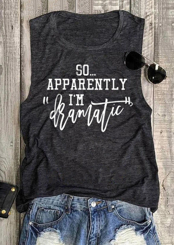 

Tank Tops So Apparently I'm Dramatic Tank Top - Dark Grey in Gray. Size