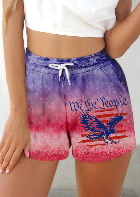 We The People American Flag Eagle Tie Dye Pocket Shorts