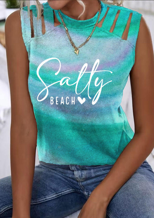 

Tank Tops Salty Beach Gradient Hollow Out Tank Top in Multicolor. Size: ,XL