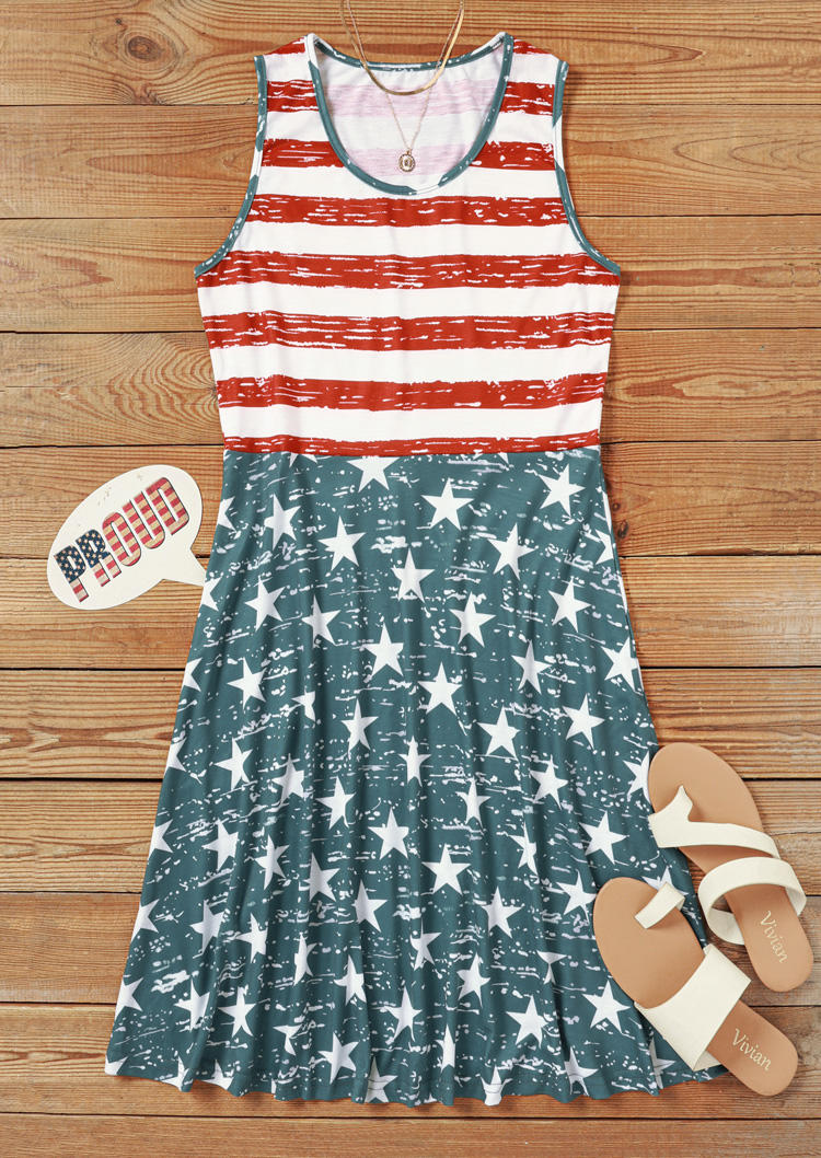 

Mini Dresses American Flag Ruffled Mini Dress in Multicolor. Size: L,M,,XL