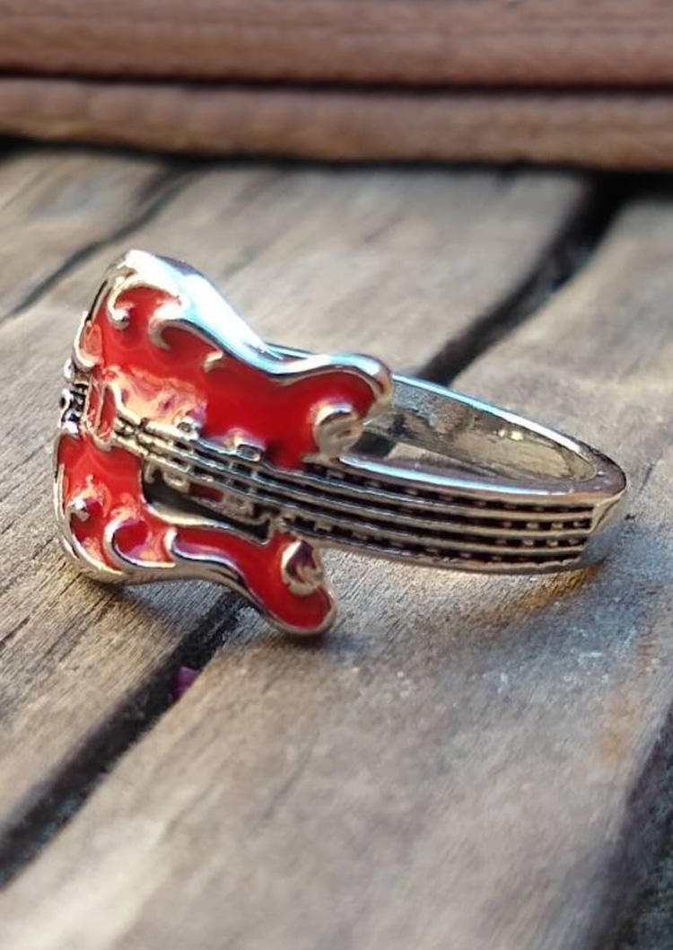 

Rings Guitar Casual Alloy Ring in Red. Size